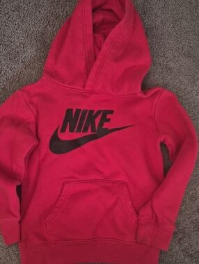Nike Kids Pink-Red Hoodie with Black Logo
